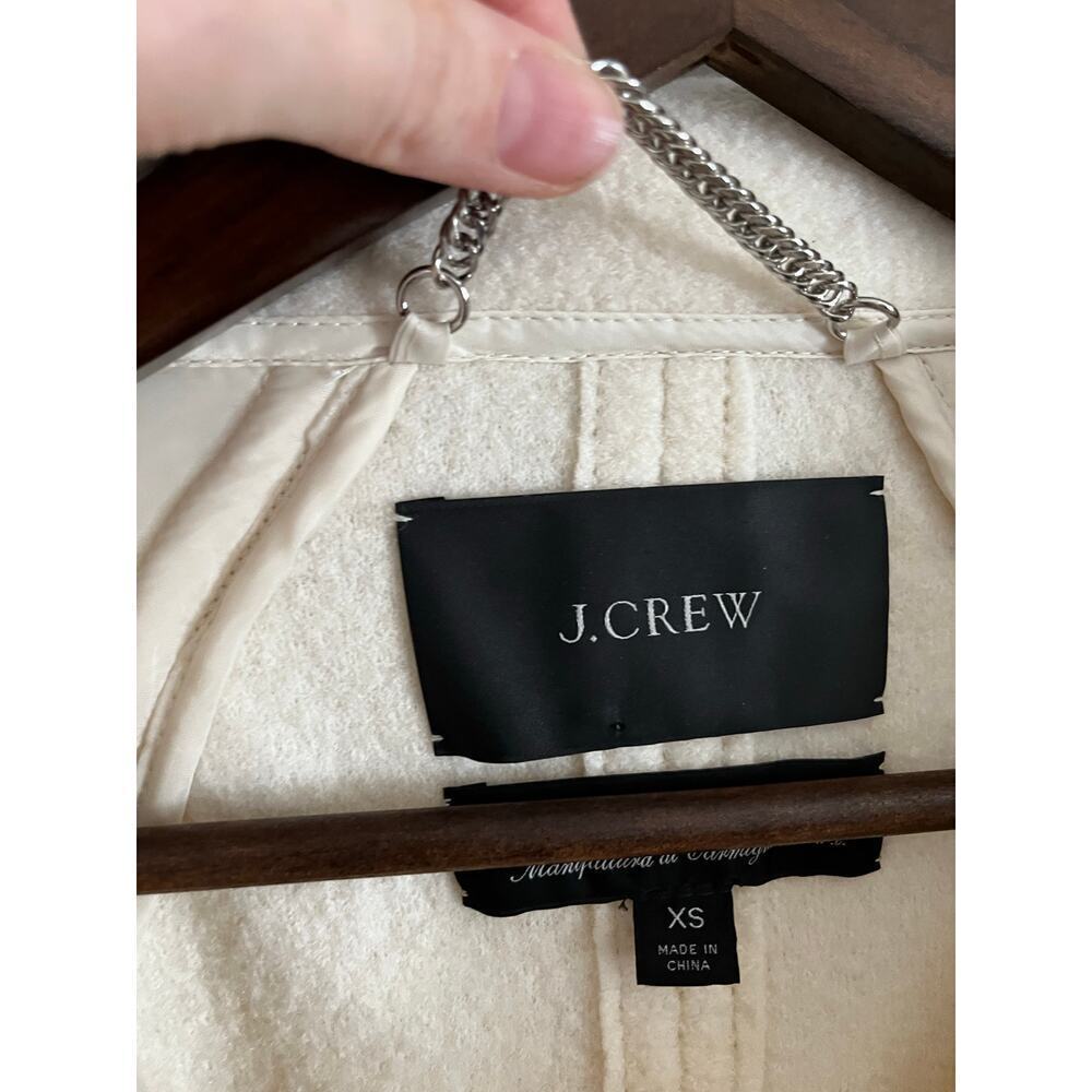 J Crew Italian Boiled Wool Zip Up Coat Cream XS - Picture 3 of 9